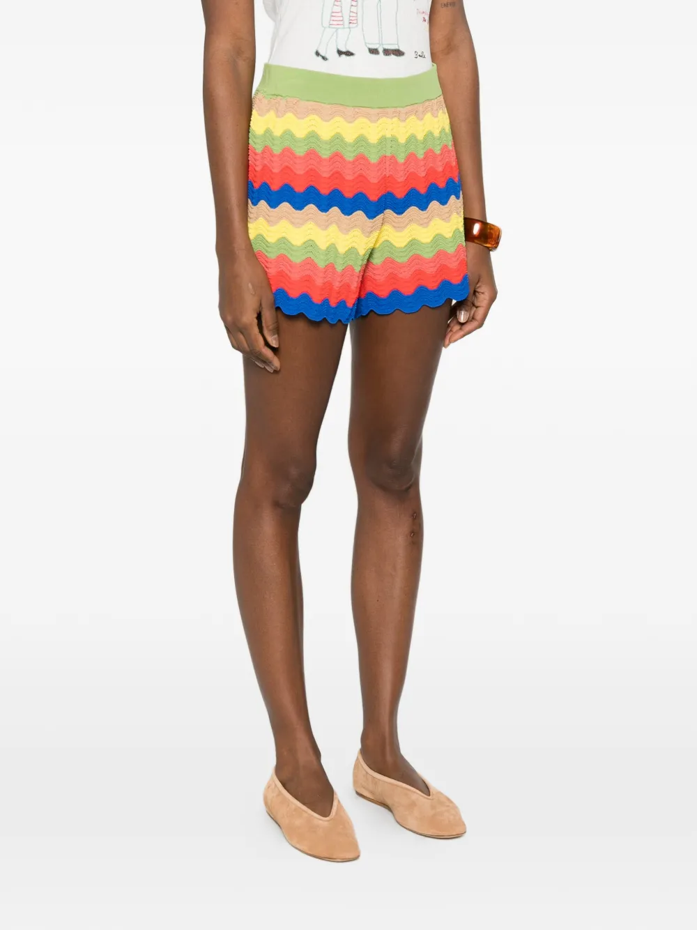  Simon Miller Wave Scalloped Shorts - Green 