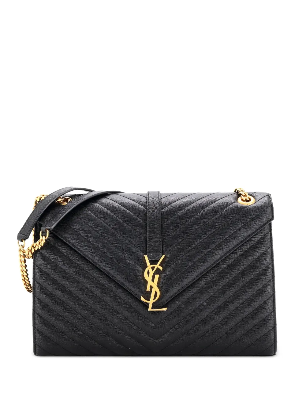 Saint Laurent Pre-Owned Classic Monogram Envelope Satchel Matelasse Chevron Leather Large shoulder bag | Black | Image 1