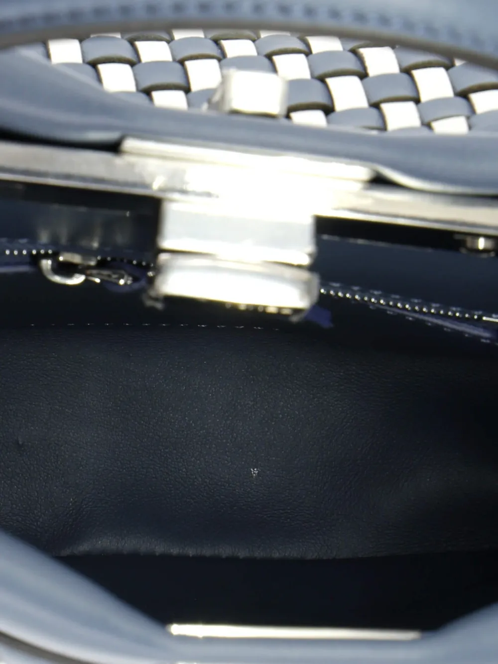 FENDI Pre-owned Peekaboo Bag Braided Leather Mini Shoulder Bag In Blue