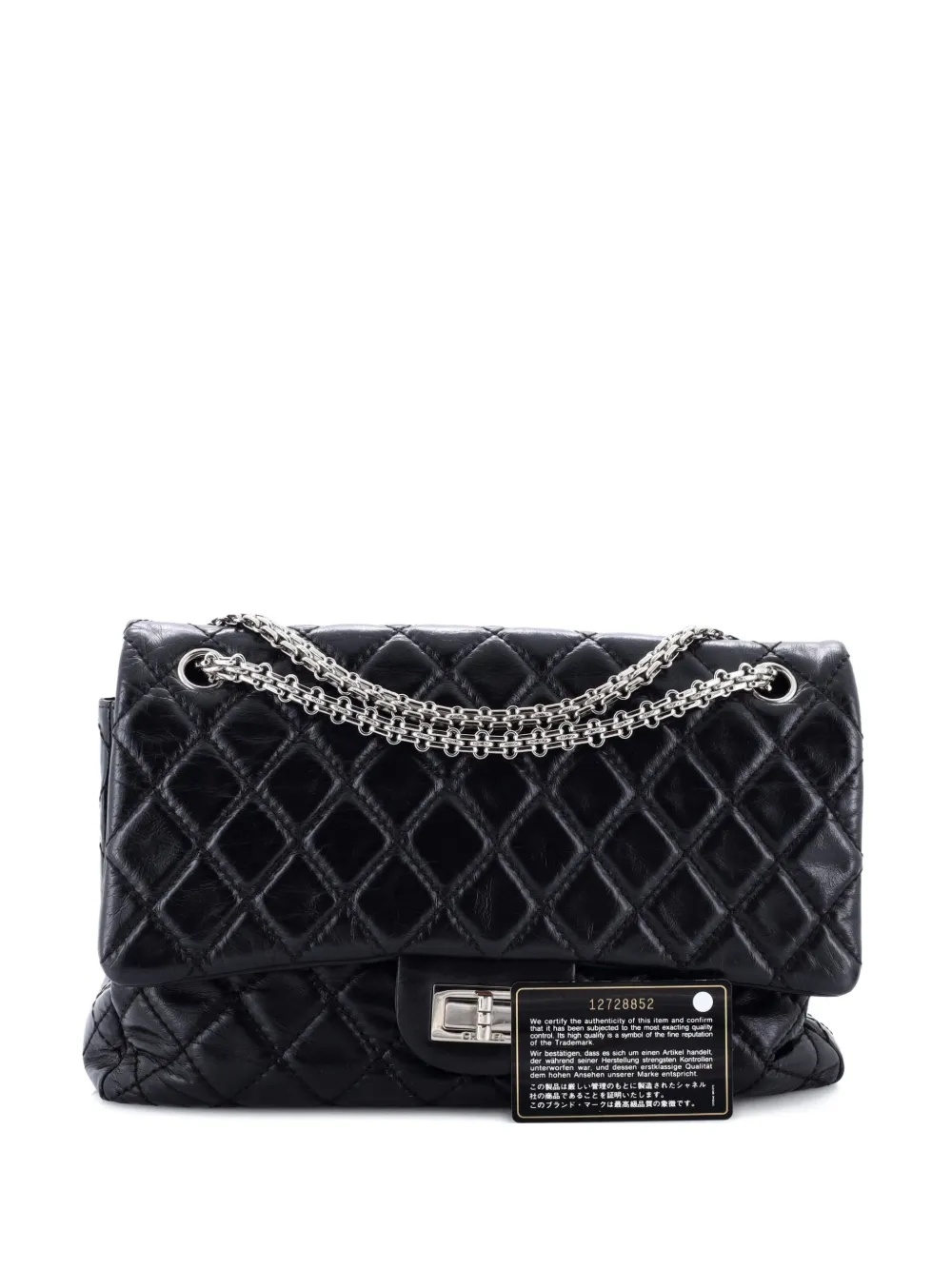 Pre-owned Chanel Reissue 2.55 Flap Bag Quilted Aged Calfskin 227 Shoulder Bag In Black