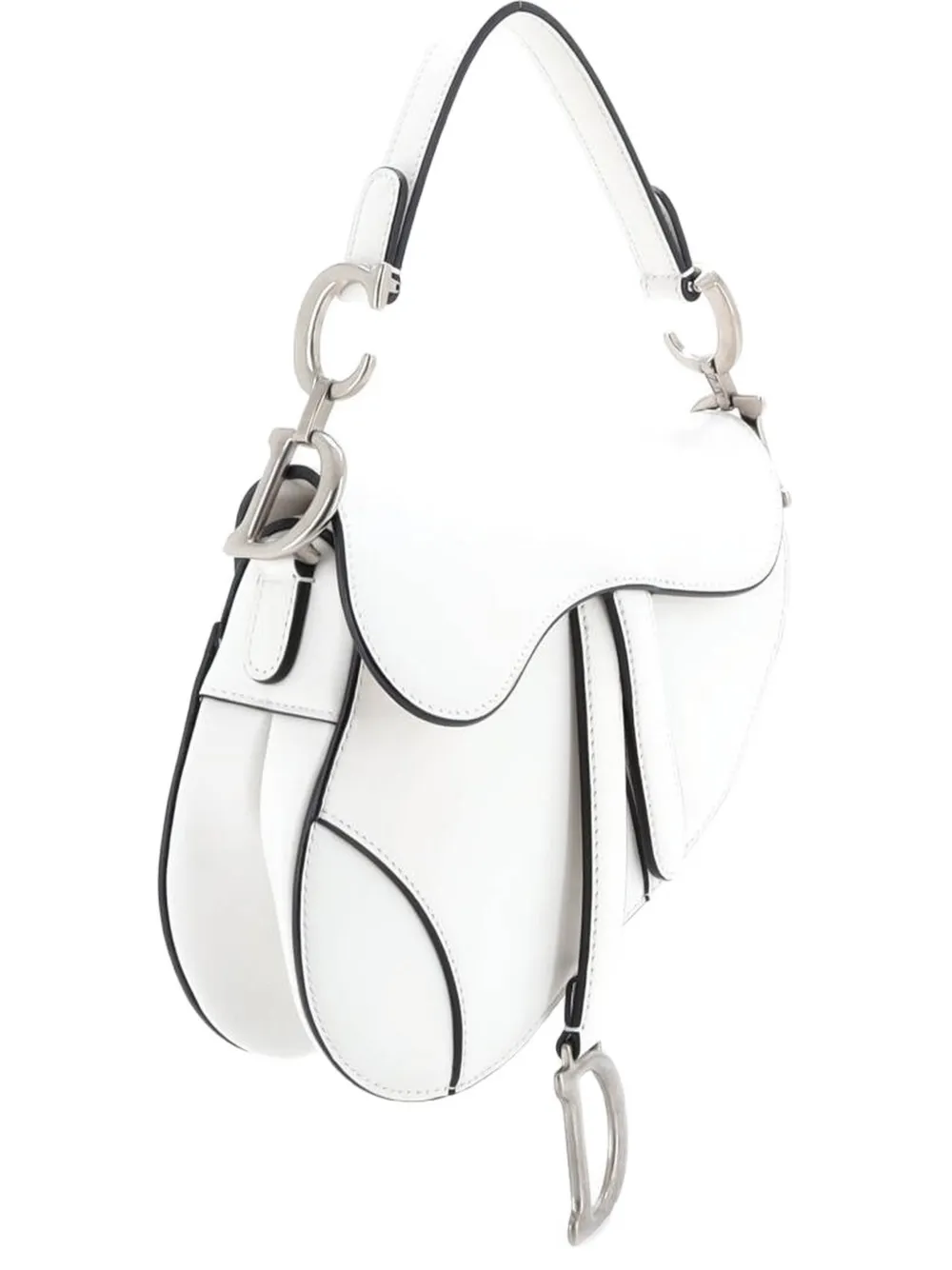 Pre-owned Dior Saddle Handbag Leather Mini Shoulder Bag In White