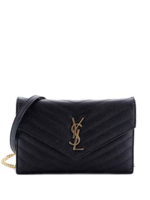 Saint Laurent Pre-Owned Classic Monogram Wallet on Chain Matelasse Chevron Leather Small crossbody bag