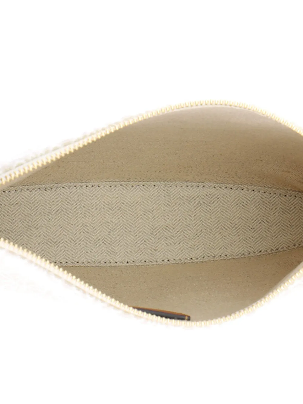 Pre-owned Loewe Zip Clutch Anagram Jacquard And Leather Pouch In Brown