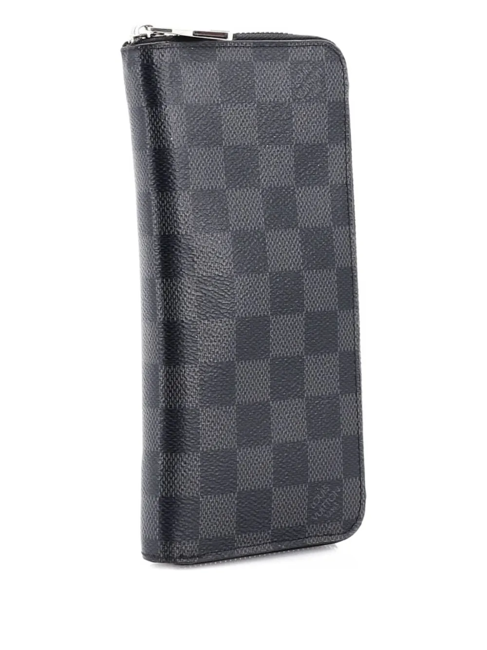 Pre-owned Louis Vuitton Zippy Wallet Damier Graphite Vertical Small Wallets In Black