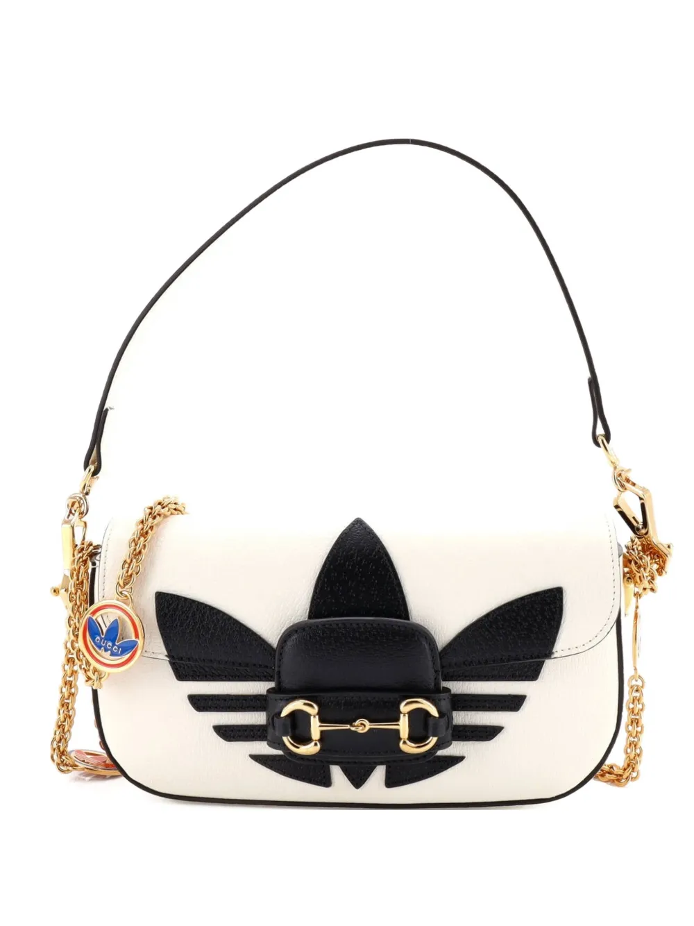 Pre-owned Gucci X Adidas Horsebit 1955 Leather East West Shoulder Bag In White