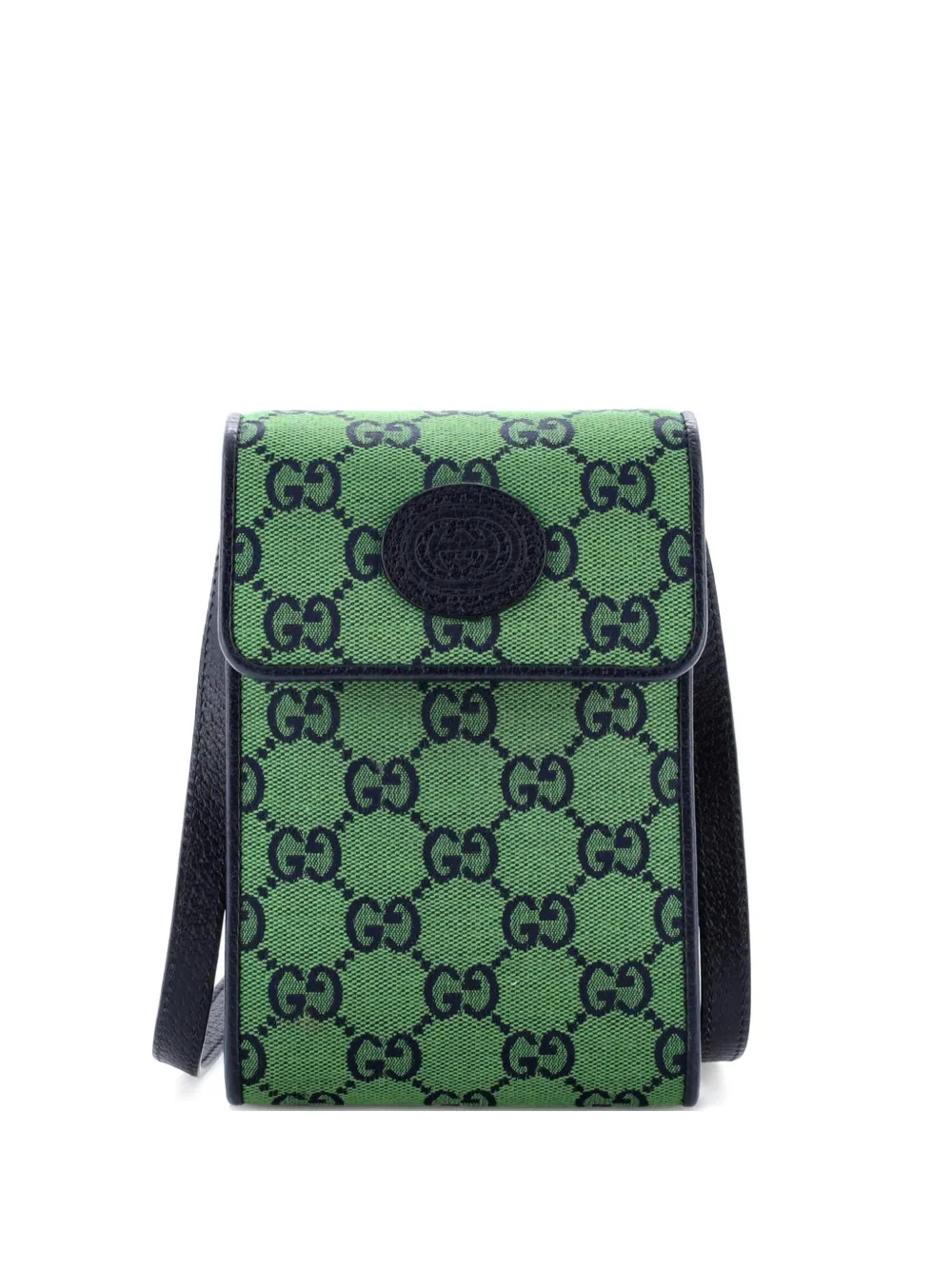 Pre-owned Gucci Phone Flap Multicolor Gg Canvas Mini Crossbody Bag In Blue