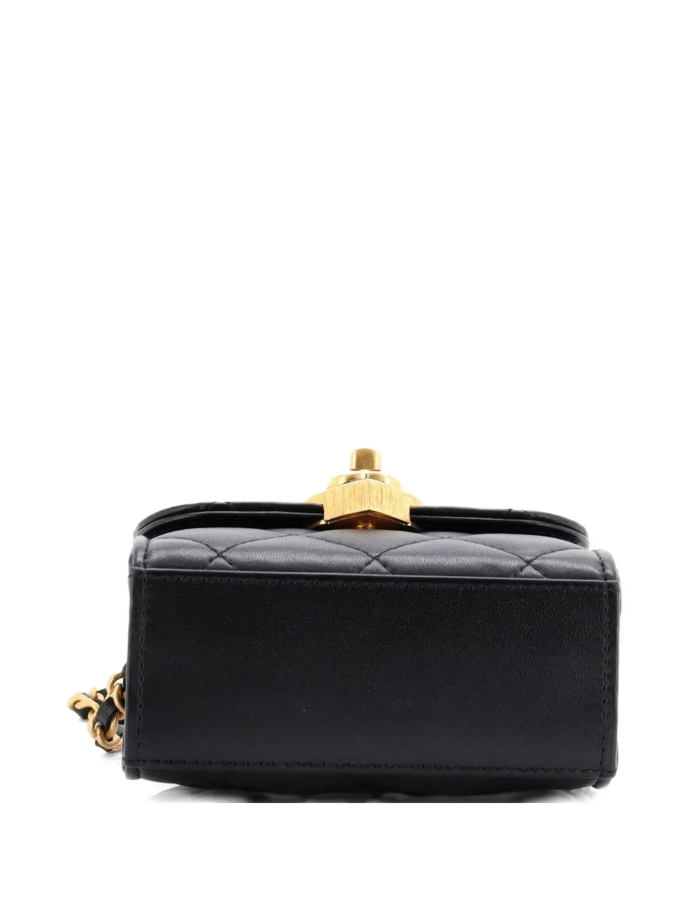 Pre-owned Chanel Coco Love Cc Heart Clutch With Chain Quilted Lambskin Mini Crossbody Bag In Black