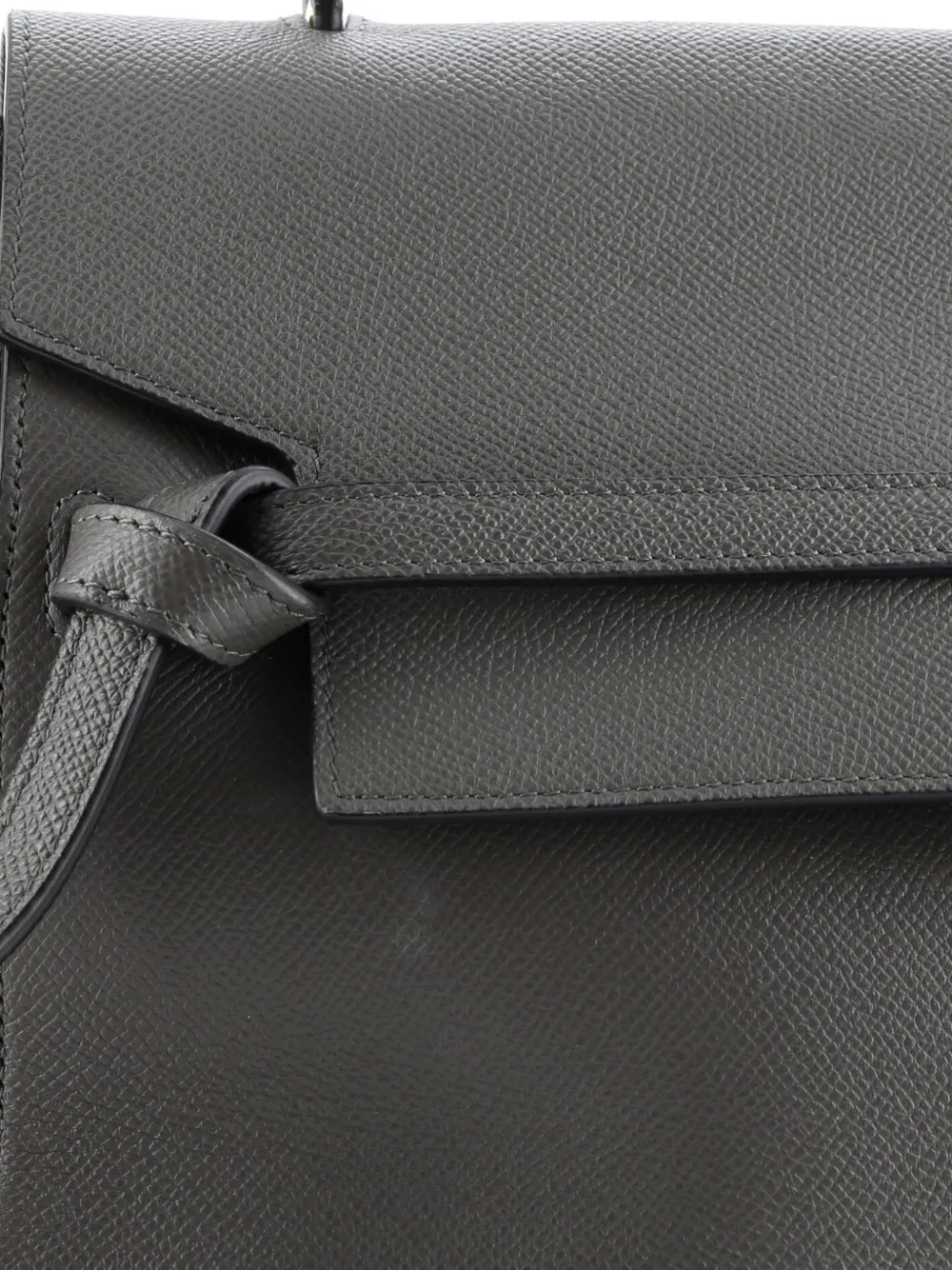 CELINE Pre-owned Belt Bag Textured Leather Medium Satchel In Gray