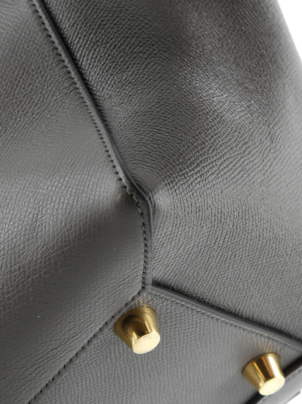 CELINE Pre-owned Belt Bag Textured Leather Medium Satchel In Gray