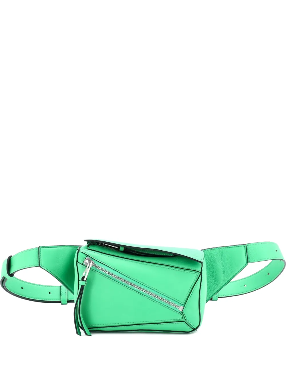 Pre-owned Loewe Puzzle Bumbag Leather Mini Belt Bag In Green