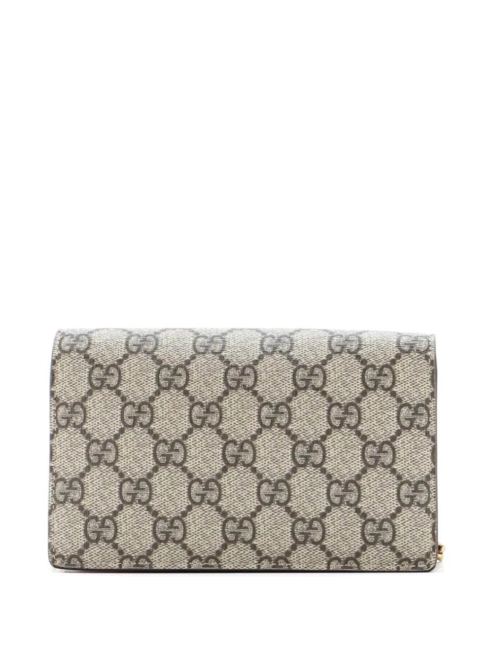 Pre-owned Gucci Cherries Wallet On Chain Gg Coated Canvas Mini Crossbody Bag In Brown