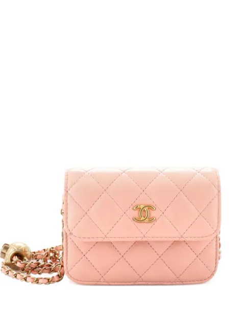 CHANEL Pre-Owned Pearl Crush Flap Clutch with Chain Quilted Lambskin Mini crossbody bag