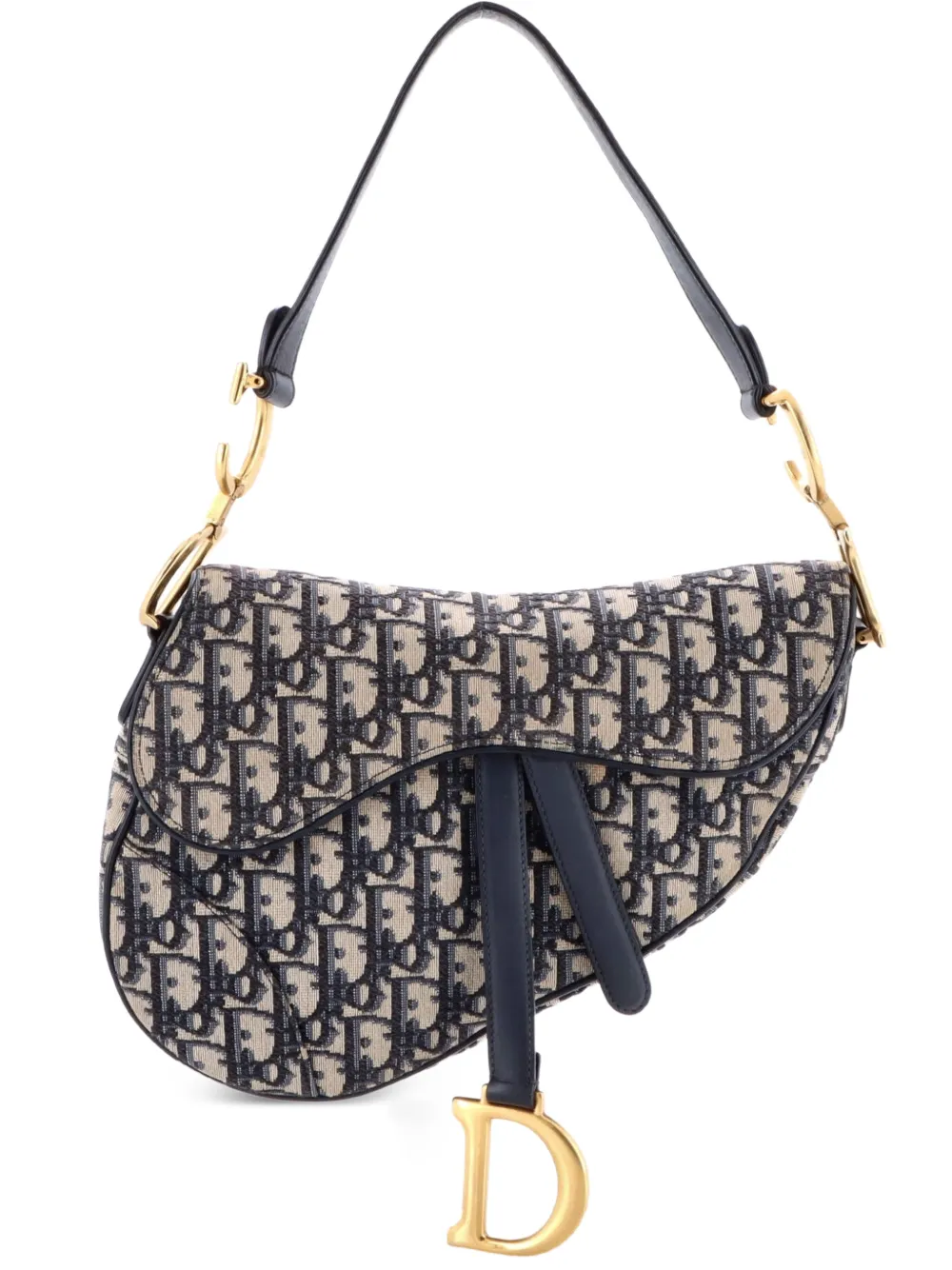 Christian Dior Pre-Owned Saddle Handbag Oblique Canvas Medium shoulder bag - Blu