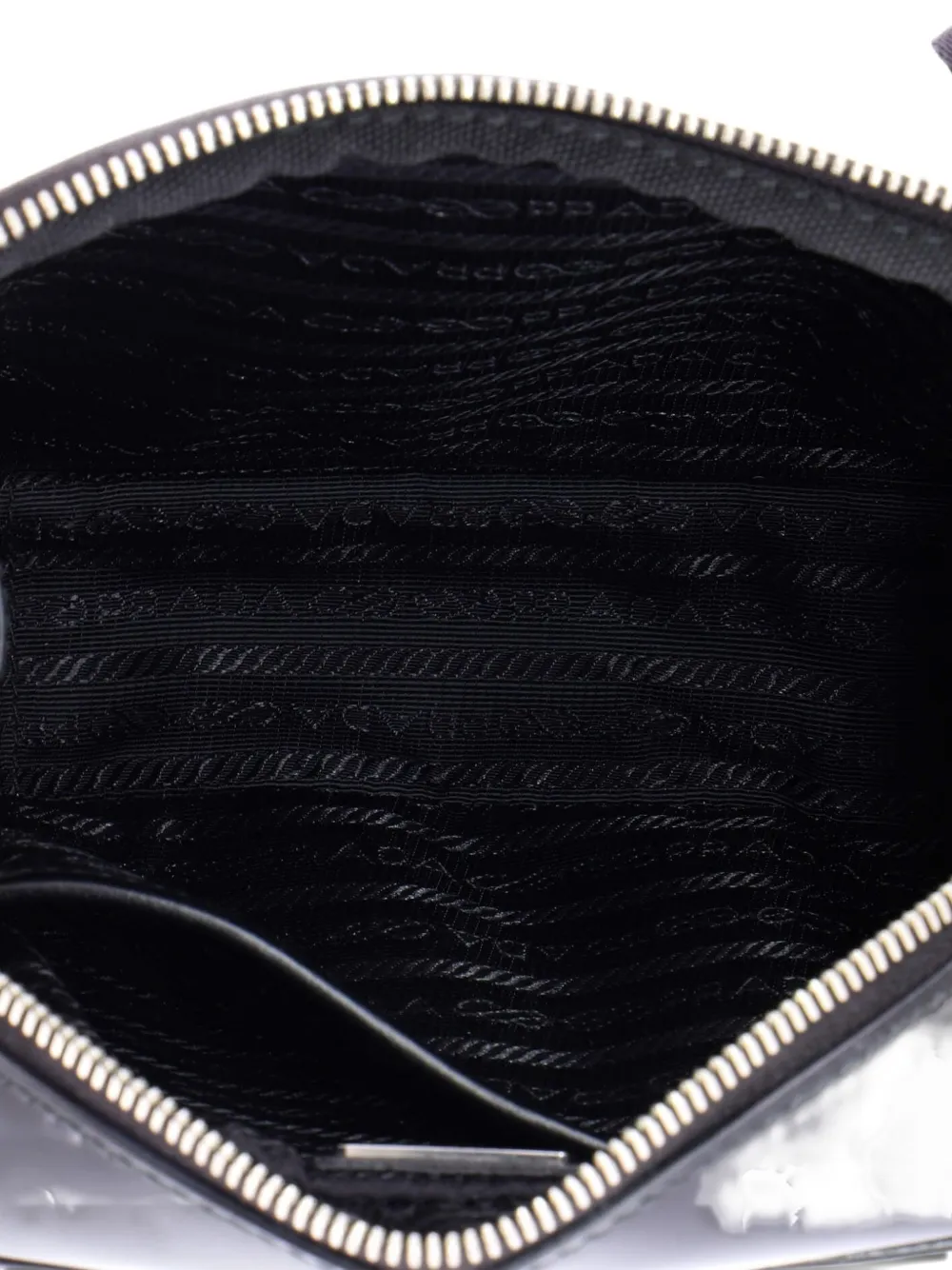 Pre-owned Prada Brique Camera Tessuto And Spazzolato Leather Small Crossbody Bag In Black