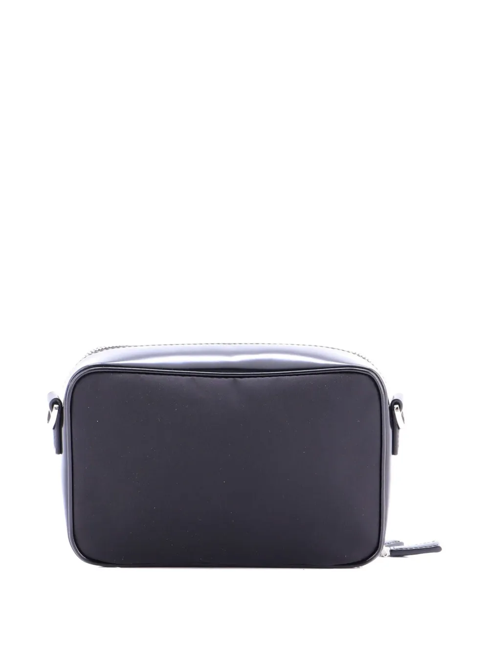 Pre-owned Prada Brique Camera Tessuto And Spazzolato Leather Small Crossbody Bag In Black