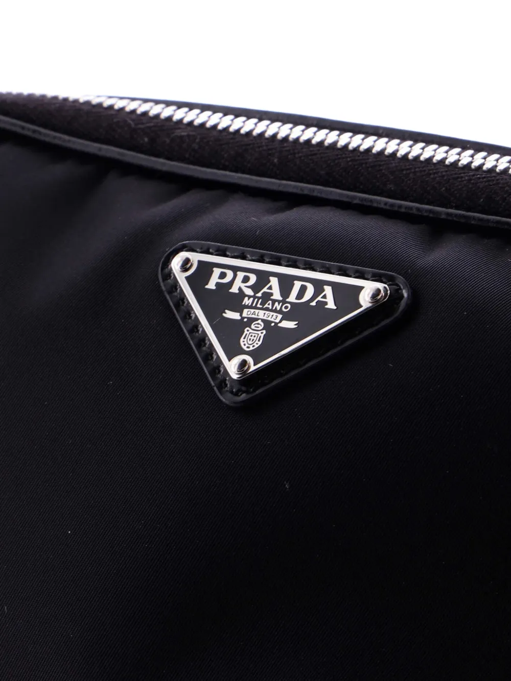 Pre-owned Prada Brique Camera Tessuto And Spazzolato Leather Small Crossbody Bag In Black