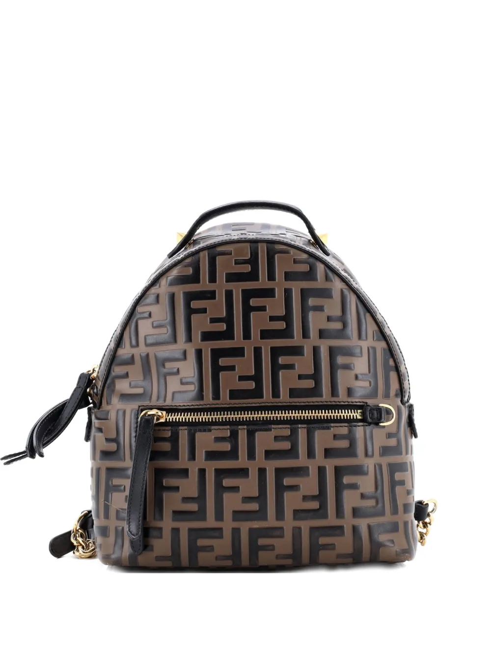 Fendi Pre-Owned By The Way Zucca Embossed Leather Mini backpack - Marrone