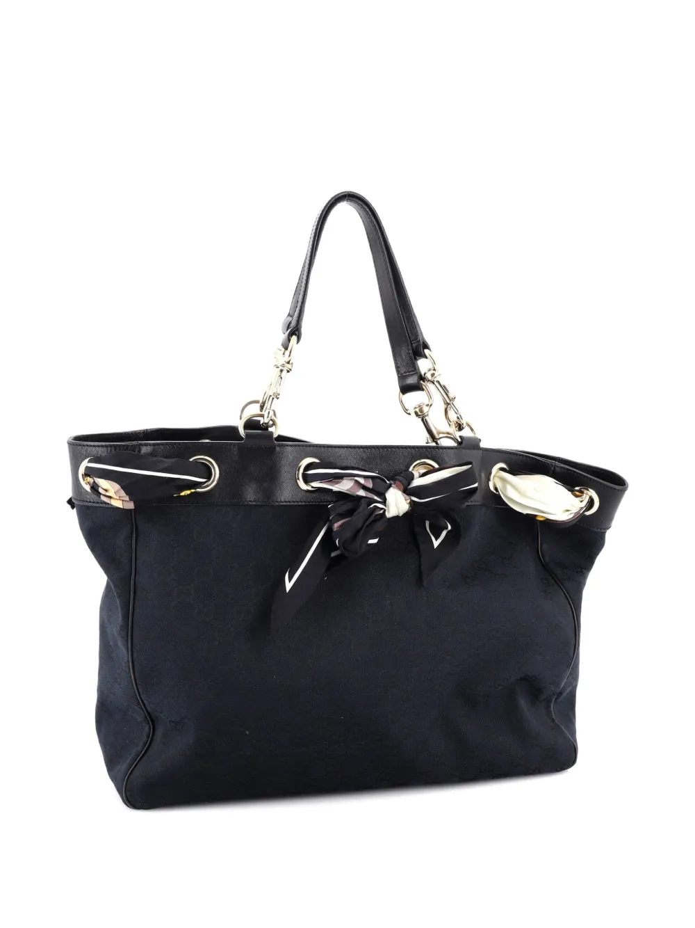 Pre-owned Gucci Positano Gg Canvas Large Tote Bag In Black