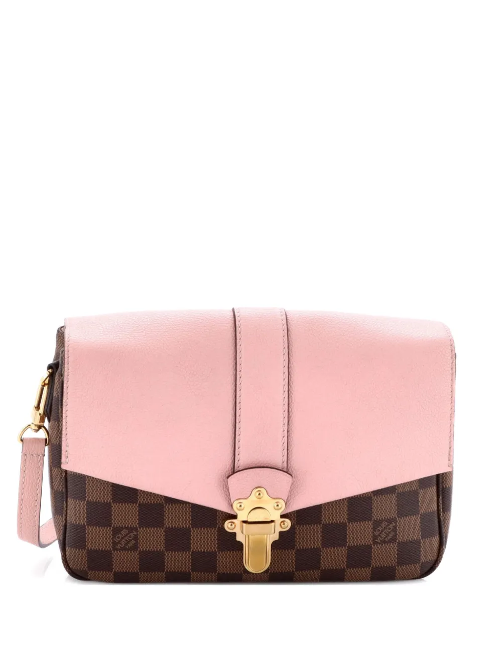 Pre-owned Louis Vuitton Clapton Handbag Damier And Leather Pm Crossbody Bag In Brown