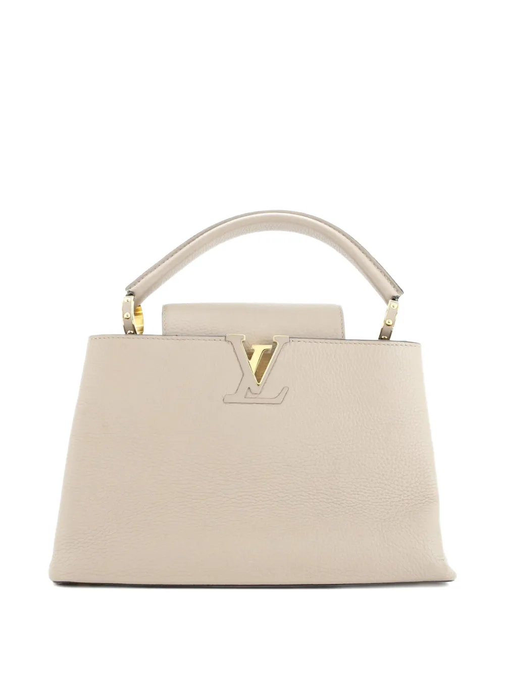 Pre-owned Louis Vuitton Capucines Bag Leather Pm Satchel In Neutral