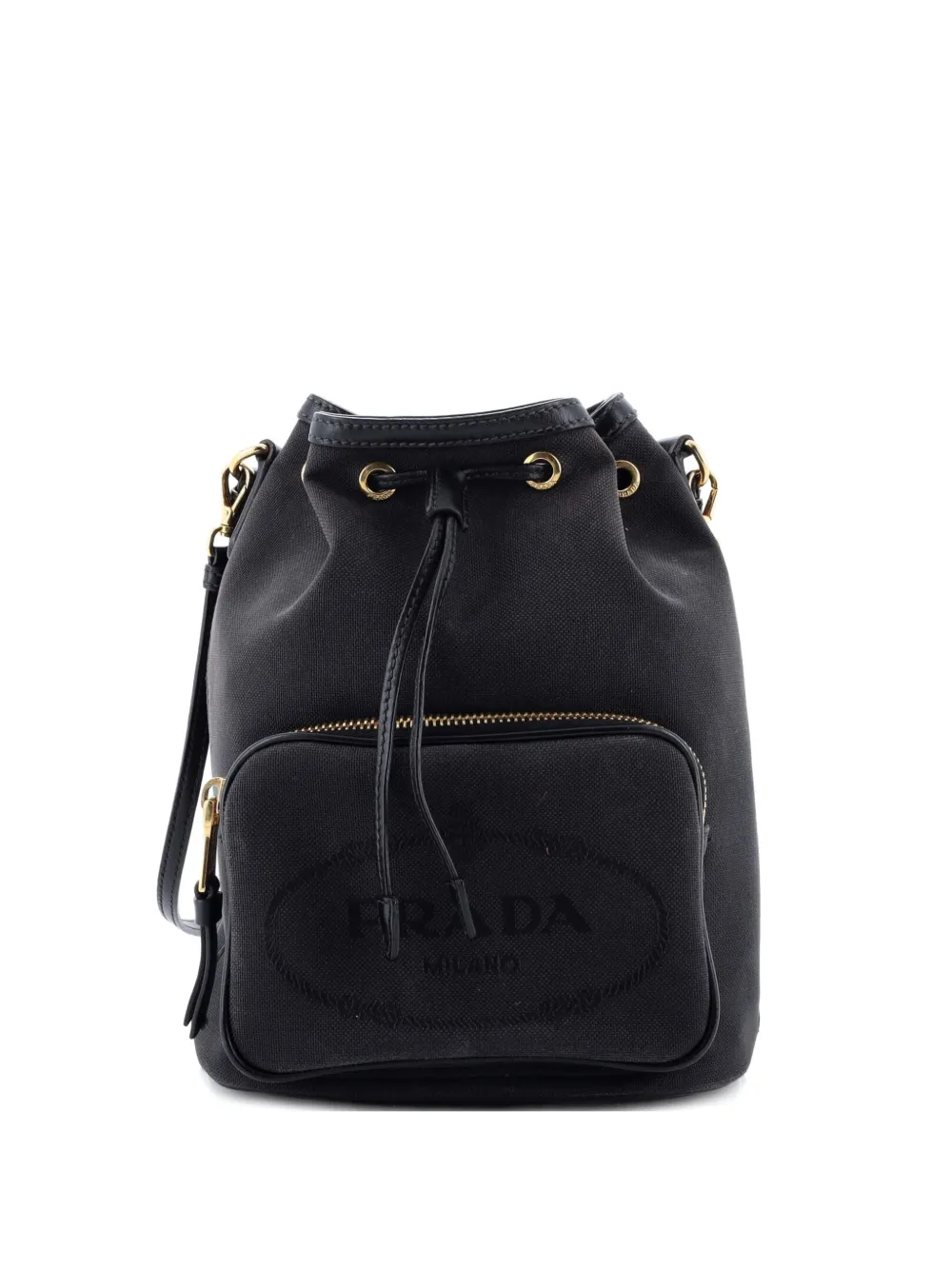 Prada Pre-Owned Logo Drawstring Canvas bucket bag | Black | Image 1