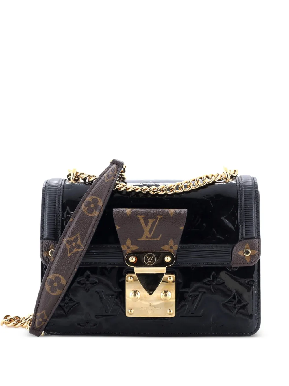 Pre-owned Louis Vuitton Wynwood Handbag Monogram Vernis With Monogram Canvas And Epi Leather Crossbody Bag In Black
