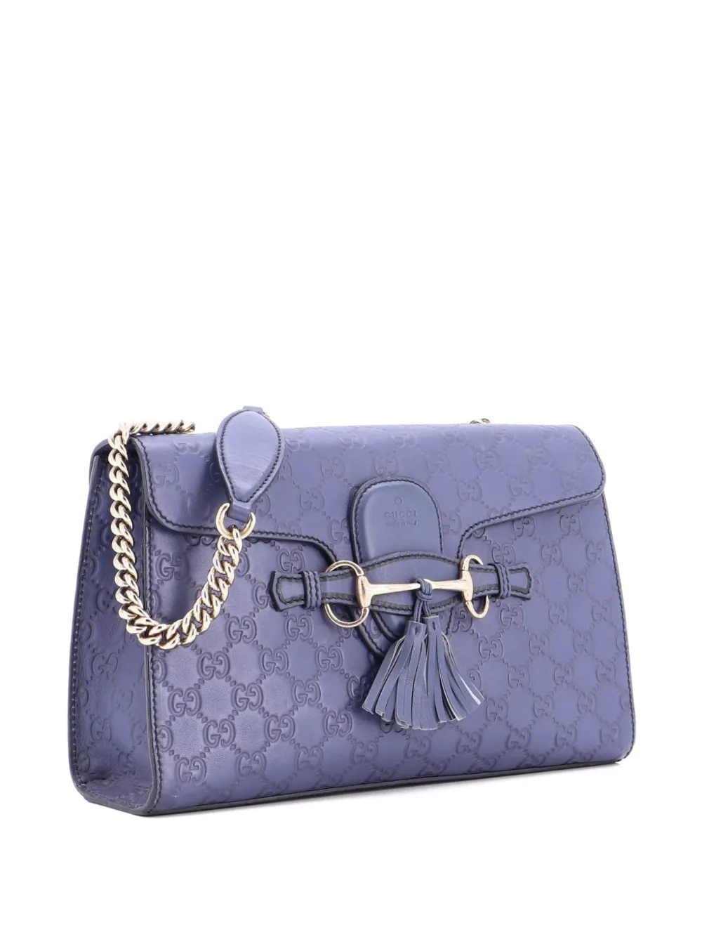 Gucci Pre-Owned Emily Chain Flap Bag Guccissima Leather Medium shoulder bag - Blu