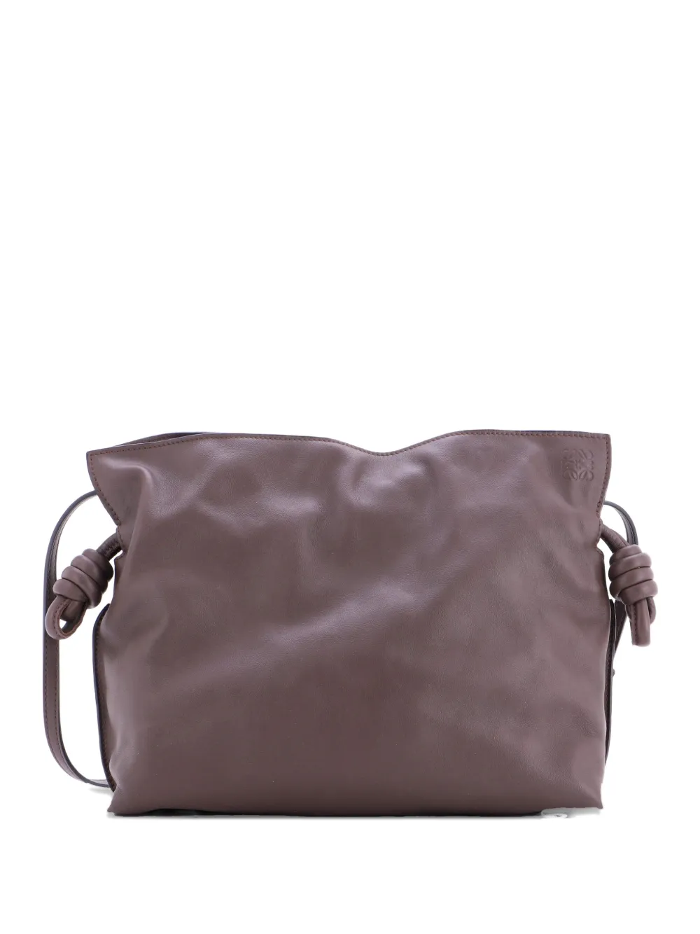 Pre-owned Loewe Flamenco Knot Leather Medium Clutch Bag In Brown