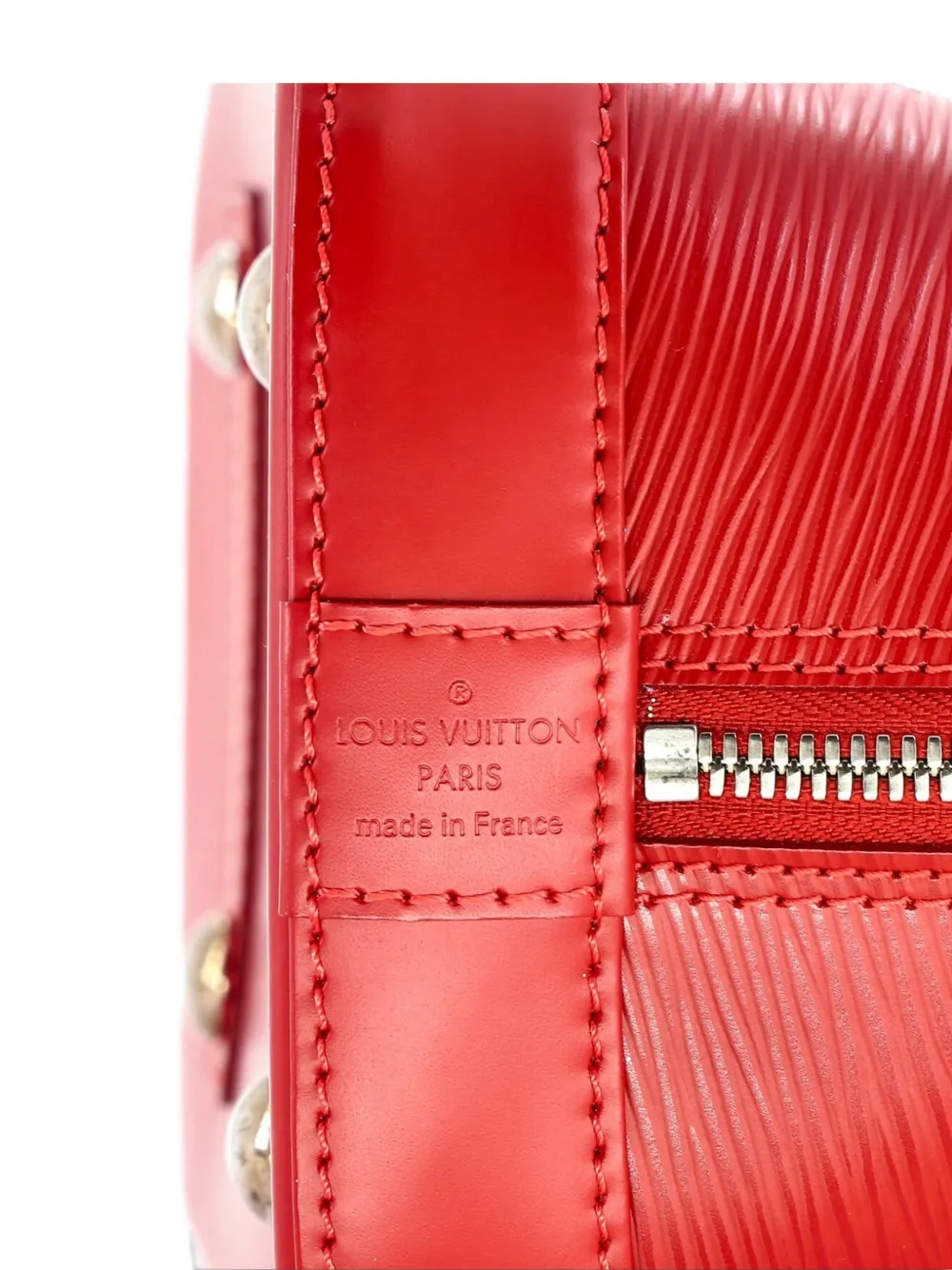 Pre-owned Louis Vuitton Alma Handbag Epi Leather Pm Satchel In Red