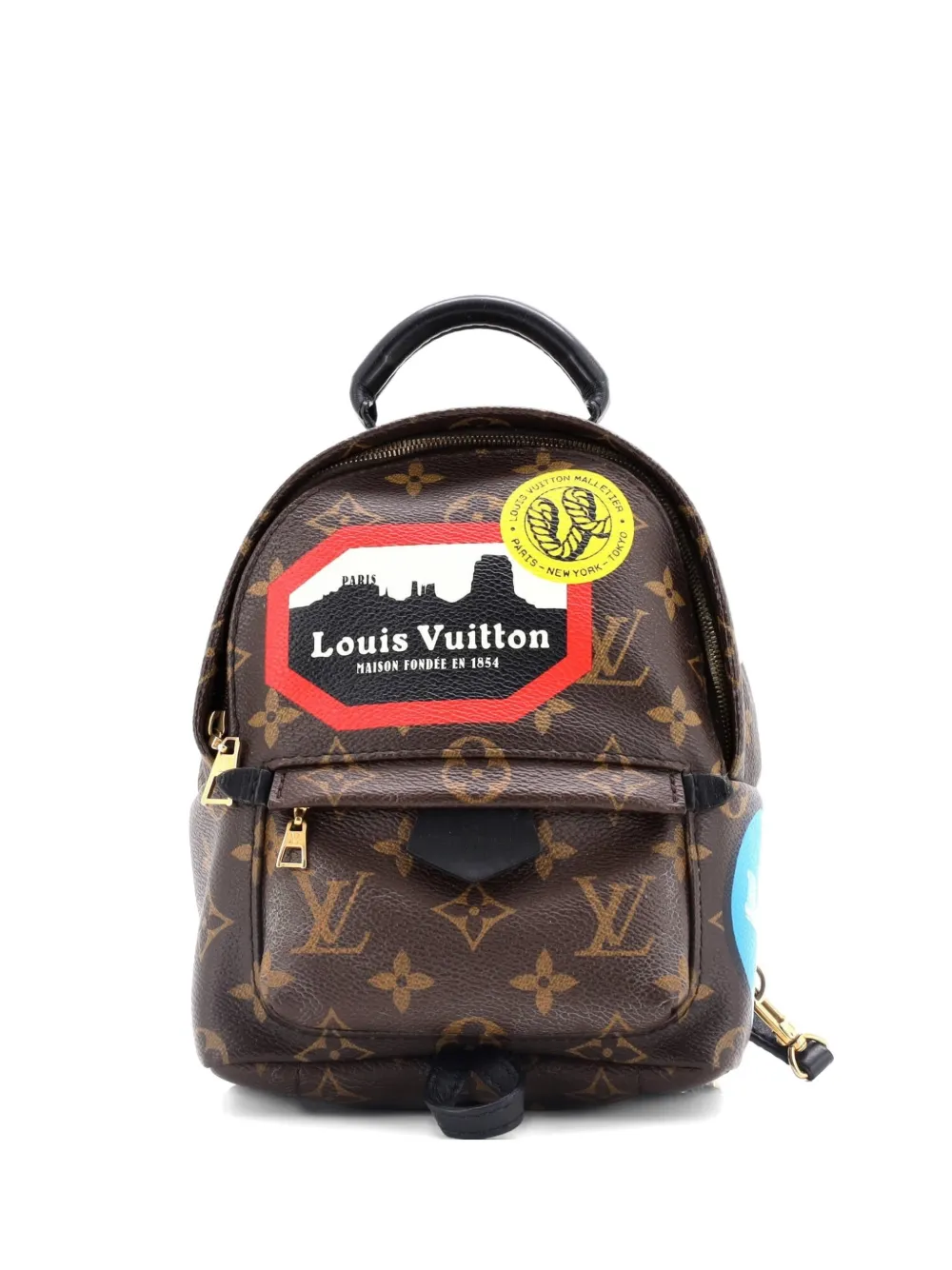 Pre-owned Louis Vuitton Palm Springs Limited Edition World Tour Monogram Canvas Mini Backpack In Brown