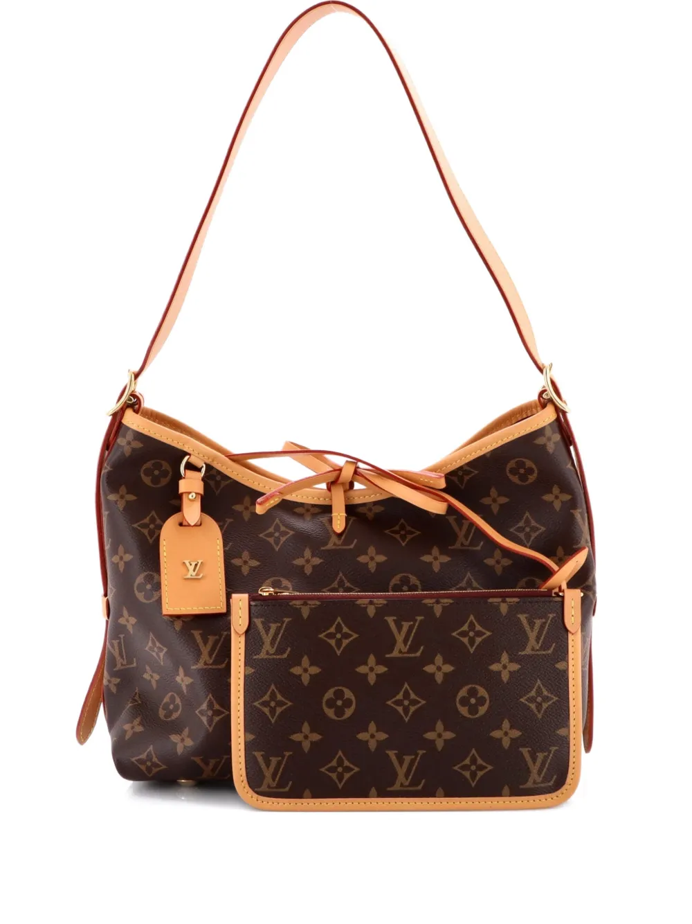 Pre-owned Louis Vuitton Carryall Monogram Canvas Pm Hobo Bag In Brown
