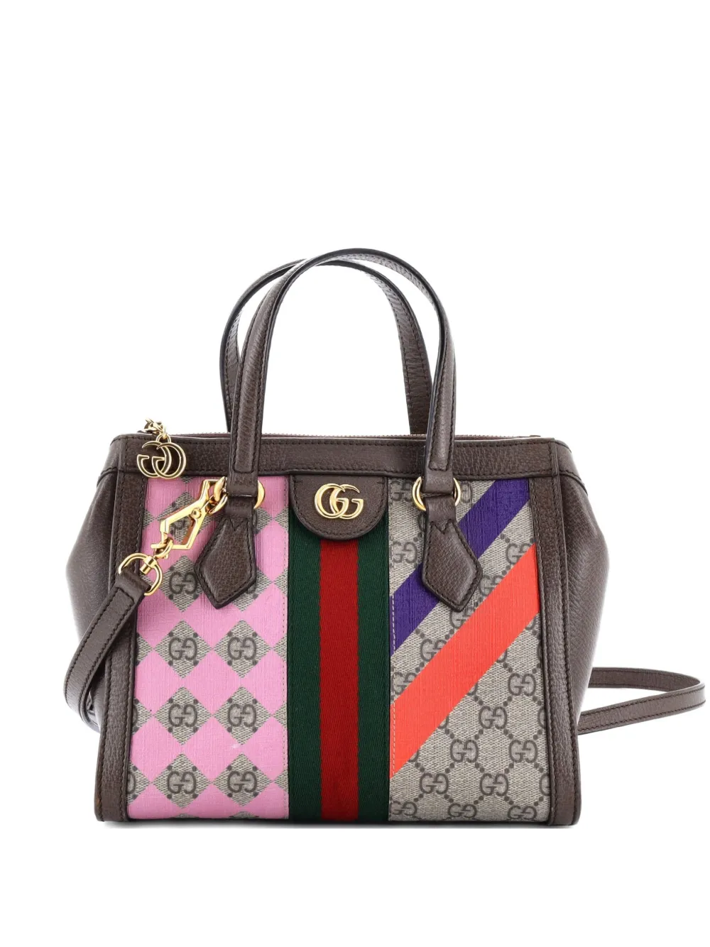 Gucci Pre-Owned Ophidia Top Handle Tote Geometric GG Coated Canvas Small satchel - Brown