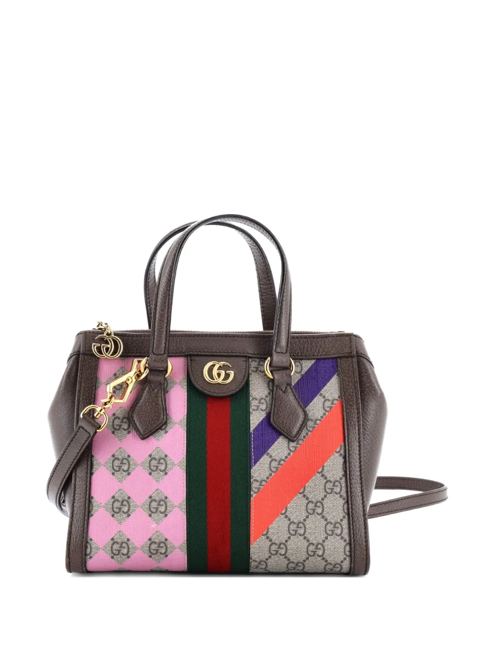 Gucci Pre-Owned Ophidia Top Handle Tote Geometric GG Coated Canvas Small satchel - Marrone