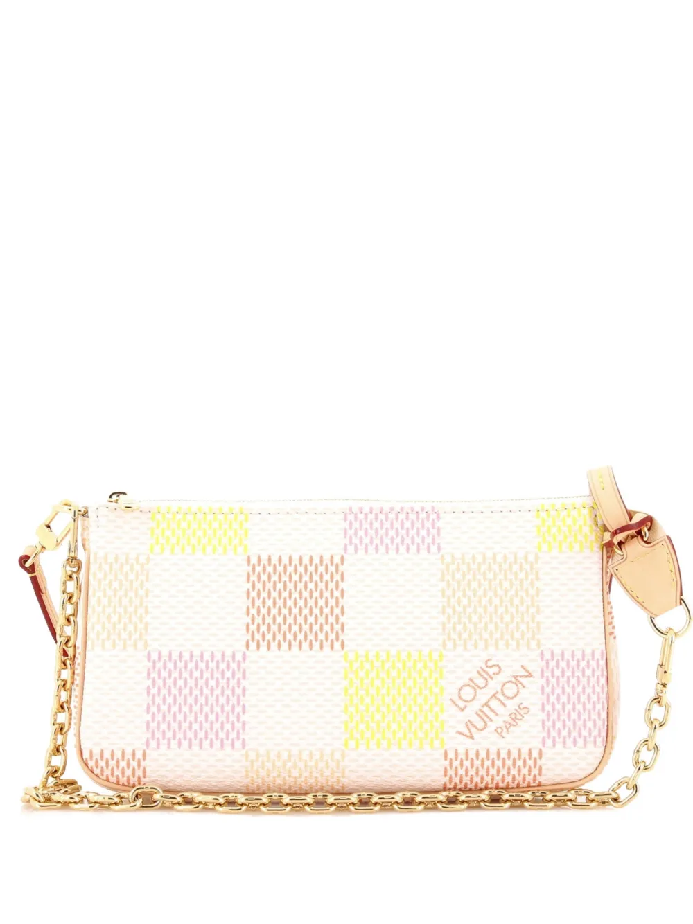 Pre-owned Louis Vuitton Chain Pochette Accessoires Nm Limited Edition Damierlicious Giant Shoulder Bag In Neutral