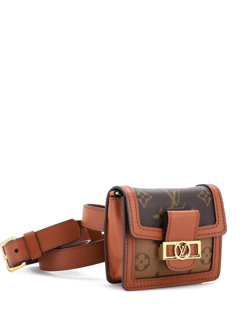 Pre-owned Louis Vuitton Dauphine Bumbag Reverse Monogram Canvas Bb Belt Bag In Brown
