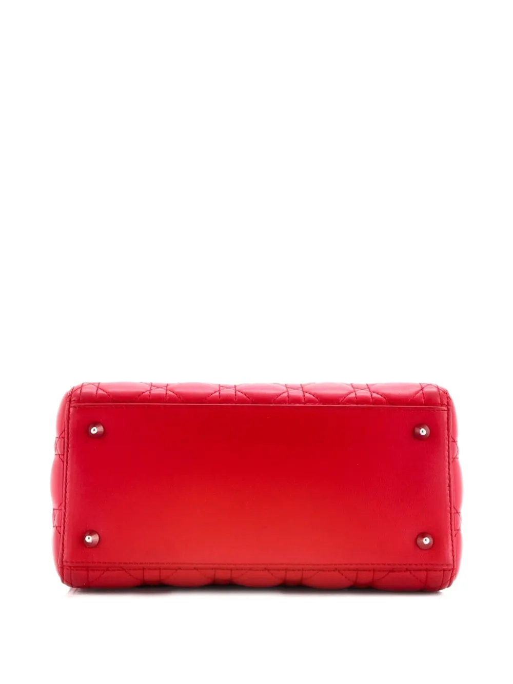 Pre-owned Dior Lady  Bag Cannage Quilt Lambskin Medium Satchel In Red