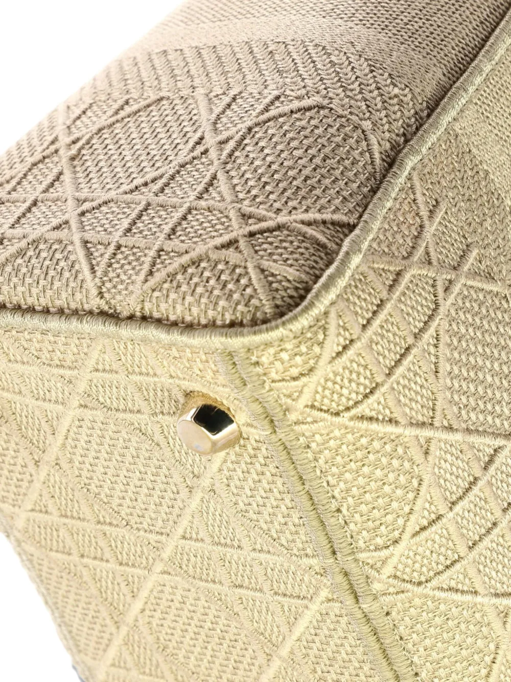 Pre-owned Dior Lady D-lite Bag Cannage Embroidered Canvas Medium Satchel In Neutral