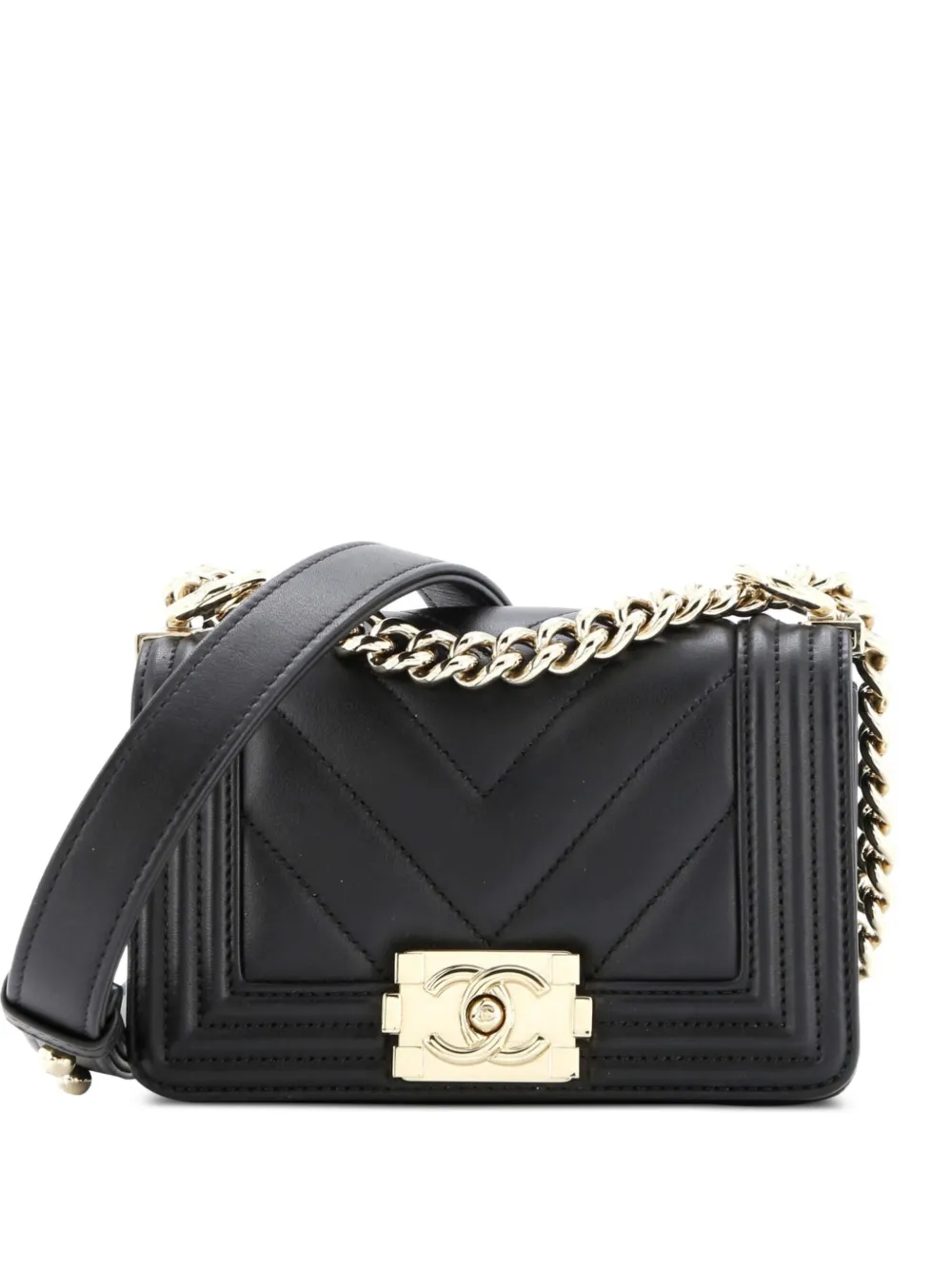 CHANEL Pre-Owned Boy Flap Bag Chevron Lambskin Mini shoulder bag - Nero