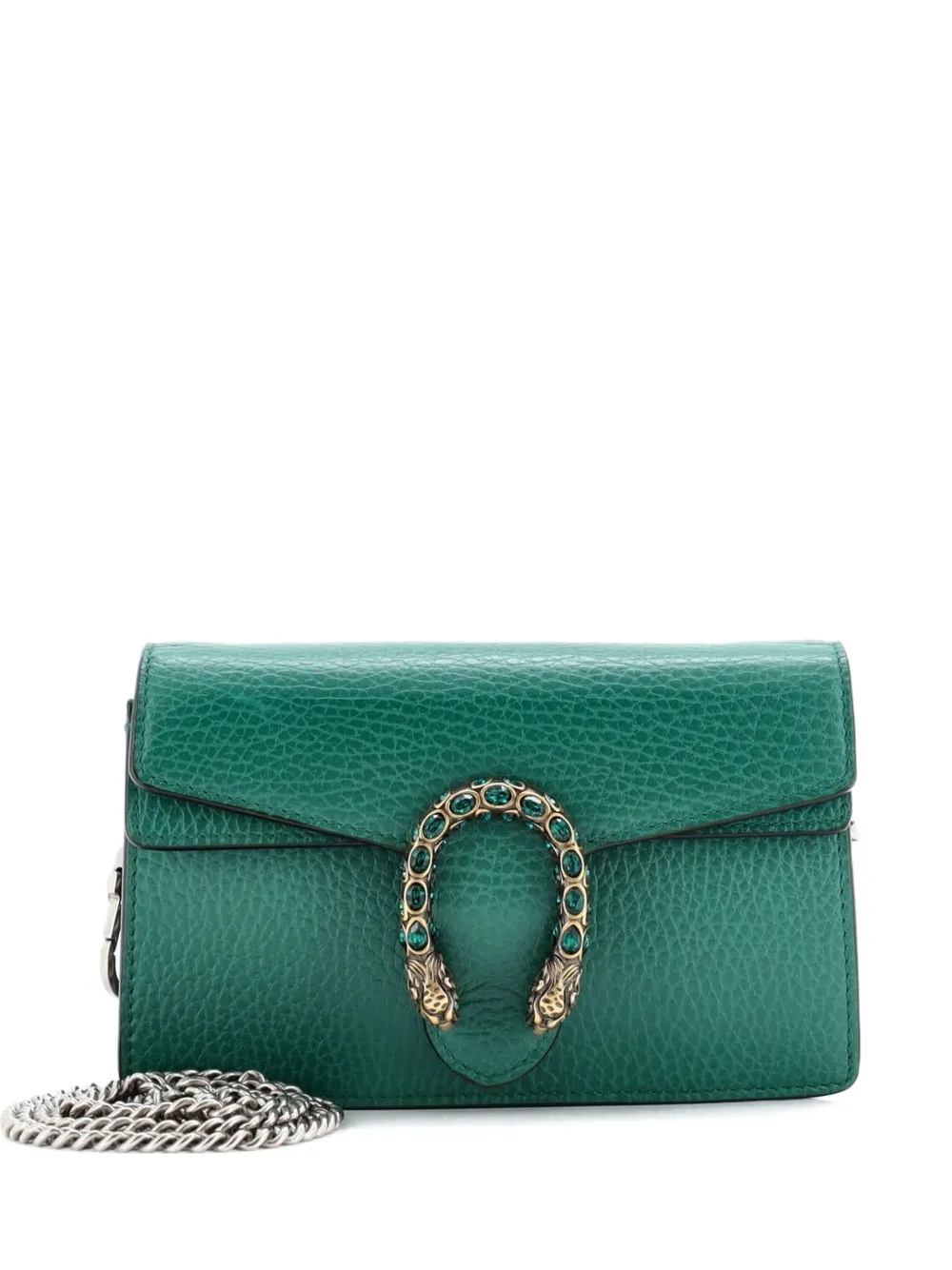 Pre-owned Gucci Dionysus Bag Leather Super Mini Clutch Bag In Green