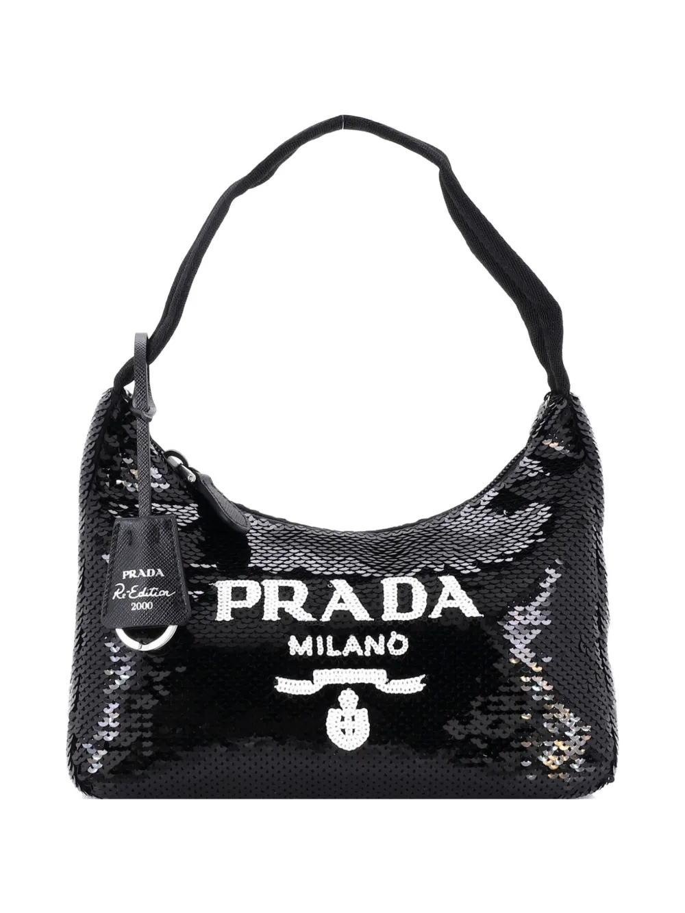 Prada Pre-Owned Re-Edition 2000 Sequins Mini hobo bag - Nero