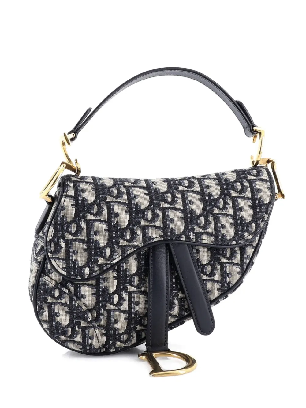 Pre-owned Dior Saddle Handbag Oblique Canvas Mini Shoulder Bag In Blue