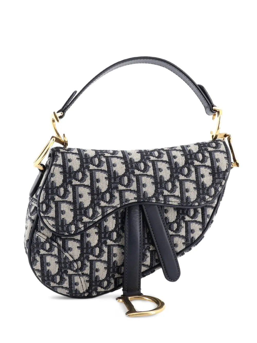 Christian Dior Pre-owned Saddle Handbag Oblique Canvas Mini Shoulder Bag - Blue 