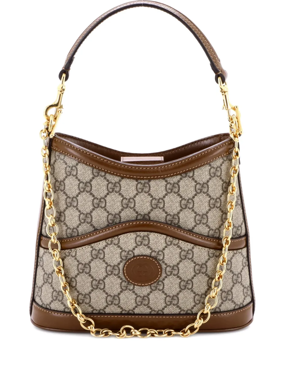 Pre-owned Gucci Retro Interlocking G Gg Coated Canvas Hobo Bag In Brown