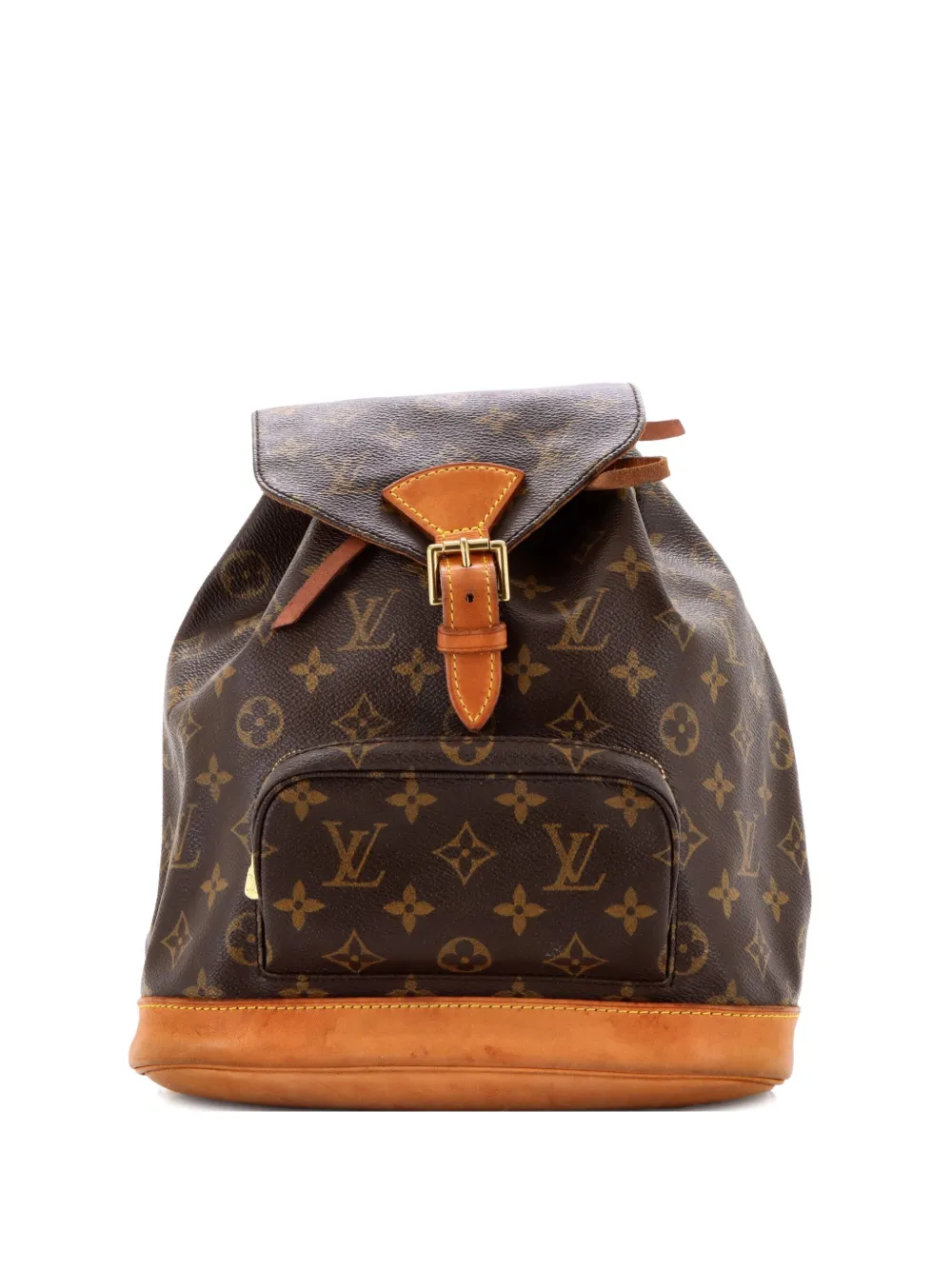 Pre-owned Louis Vuitton Vintage Montsouris Monogram Canvas Mm Backpack In Brown