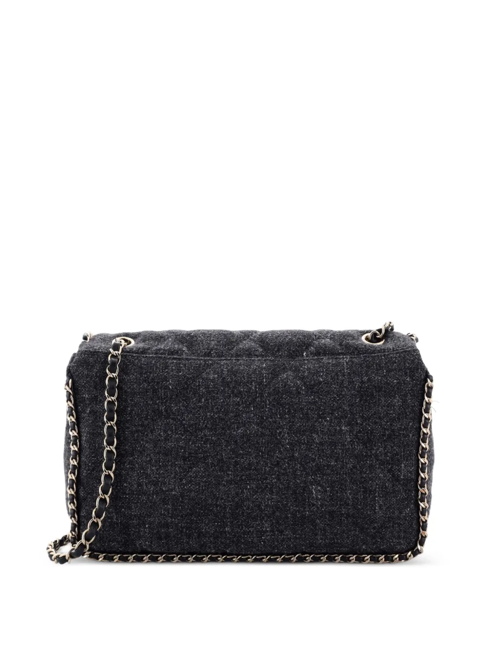 Running Chain Around Flap Bag Quilted Wool Tweed Medium Crossbody Bag