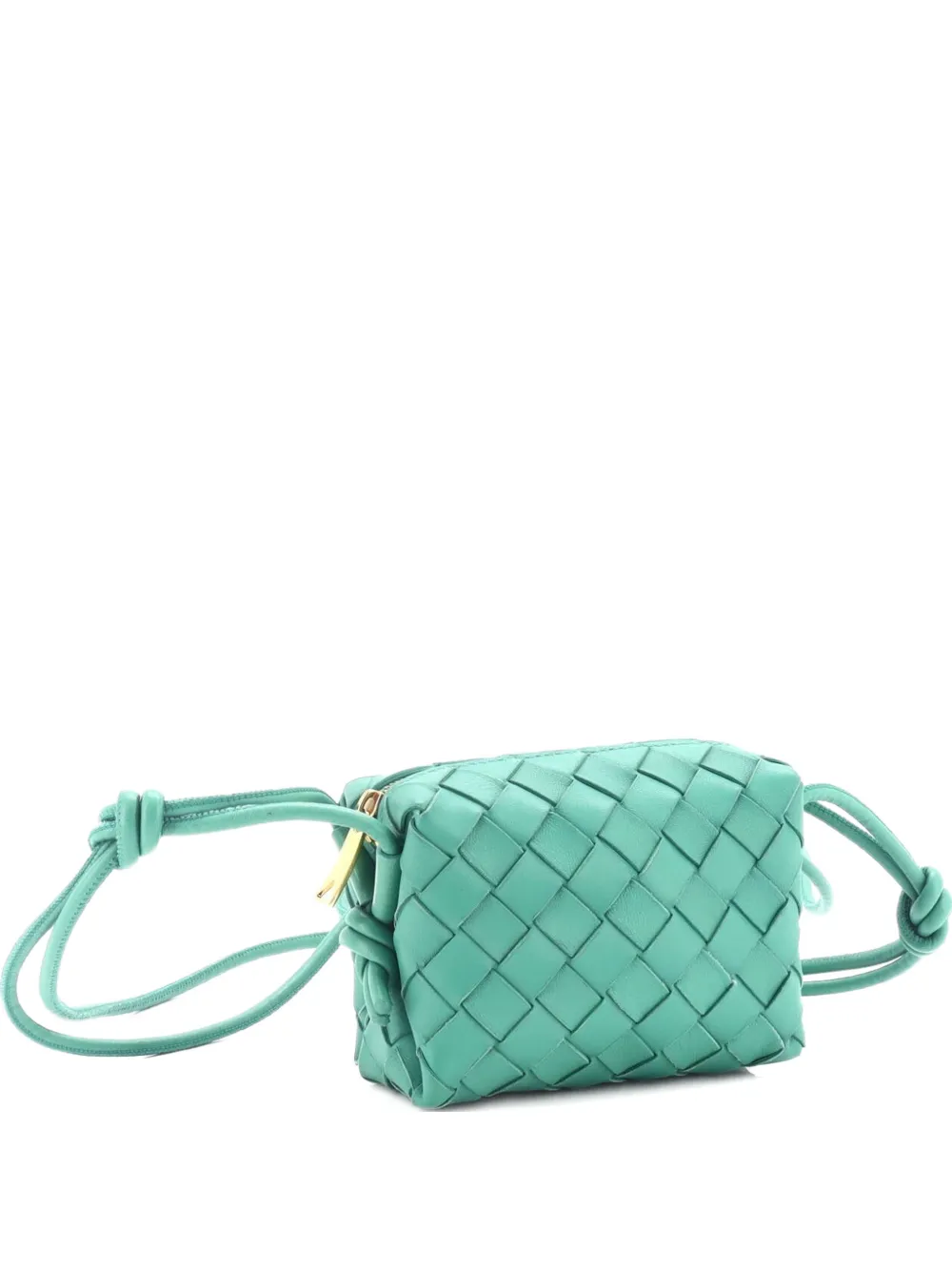 Pre-owned Bottega Veneta Loop Intrecciato Nappa Candy Crossbody Bag In Green