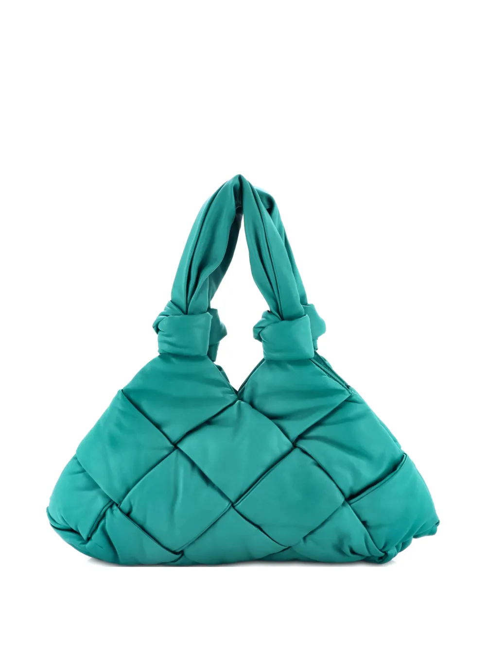 Pre-owned Bottega Veneta Padded Lock Bag Maxi Intrecciato Leather Tote Bag In Blue