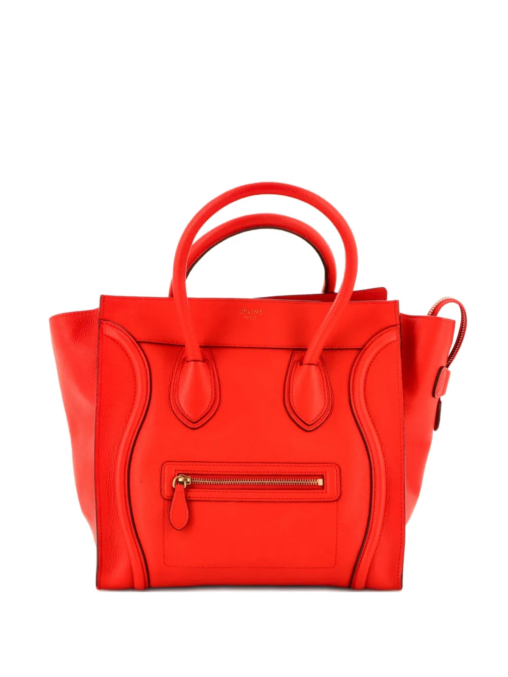Pre-owned Celine Luggage Bag Grainy Leather Mini Tote Bag In Red