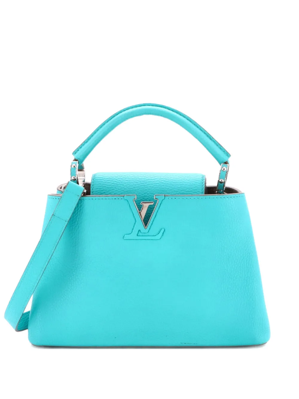 Pre-owned Louis Vuitton Capucines Bag Leather Bb Satchel In Blue