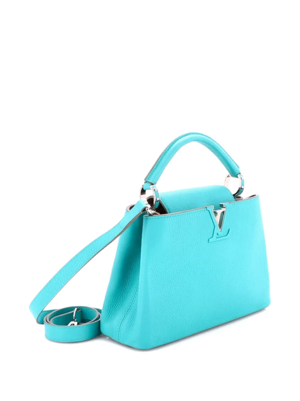 Pre-owned Louis Vuitton Capucines Bag Leather Bb Satchel In Blue